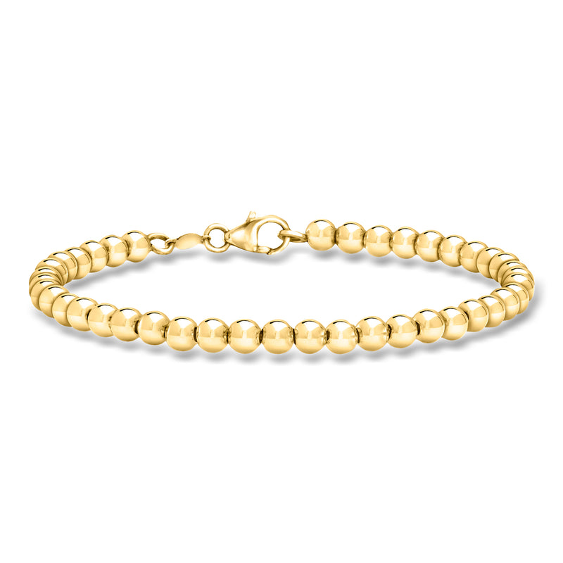 14kt yellow gold bead bracelet with round ball links and lobster clasp
