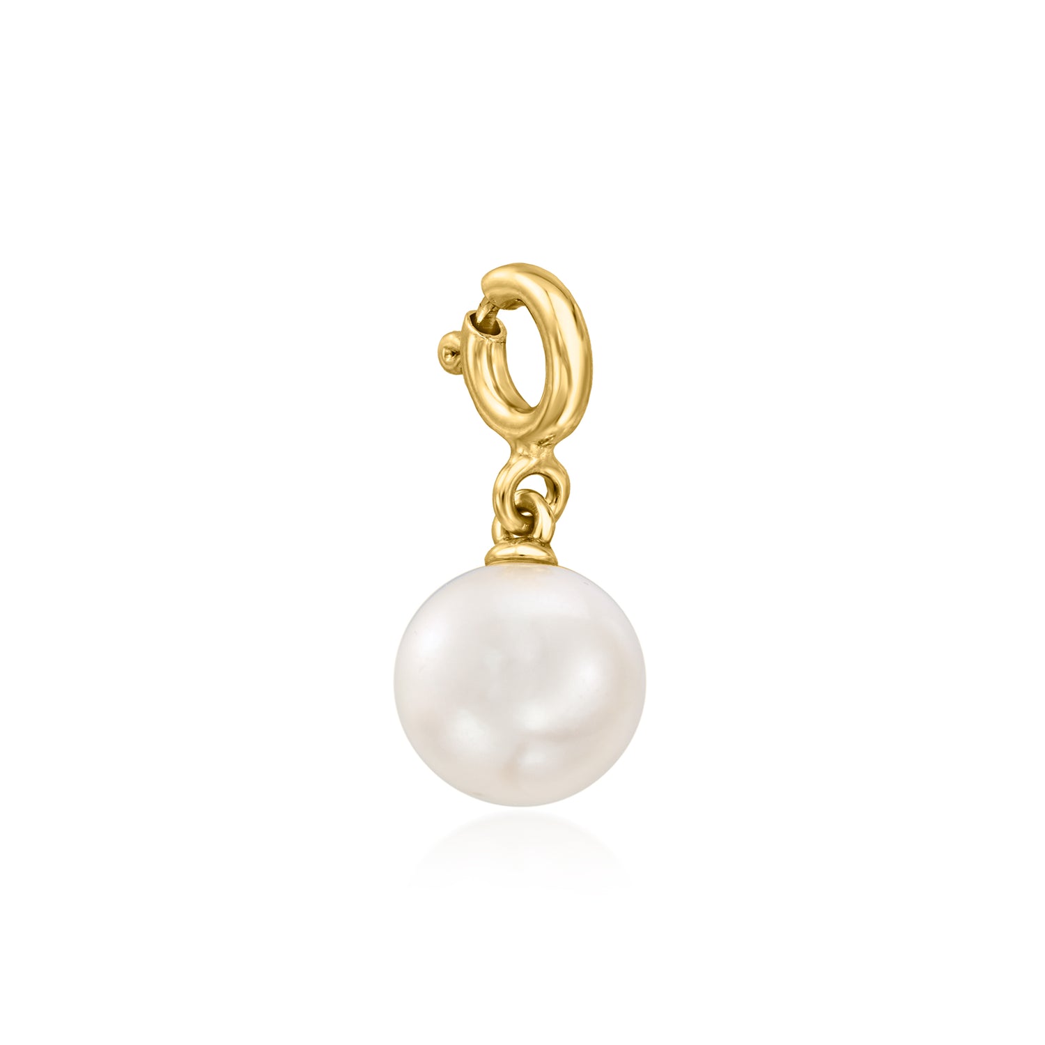 8-8.5mm Cultured Pearl Charm in 18kt Gold Over Sterling