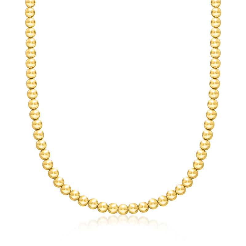 14kt yellow gold bead necklace with 6mm round beads
