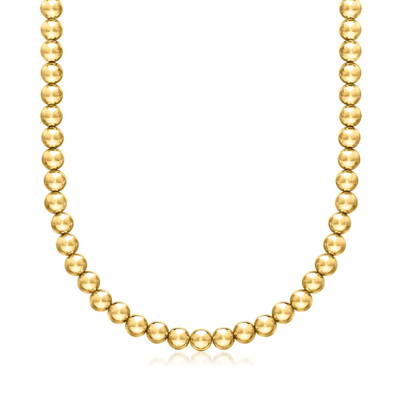14kt yellow gold bead necklace with small round polished bead links