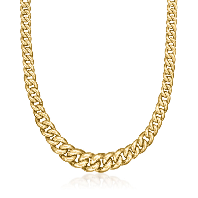 Vintage graduated curb-link yellow gold necklace, 14kt