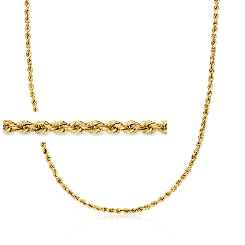 Vintage 14kt yellow gold rope-chain necklace with interlinked twisted links