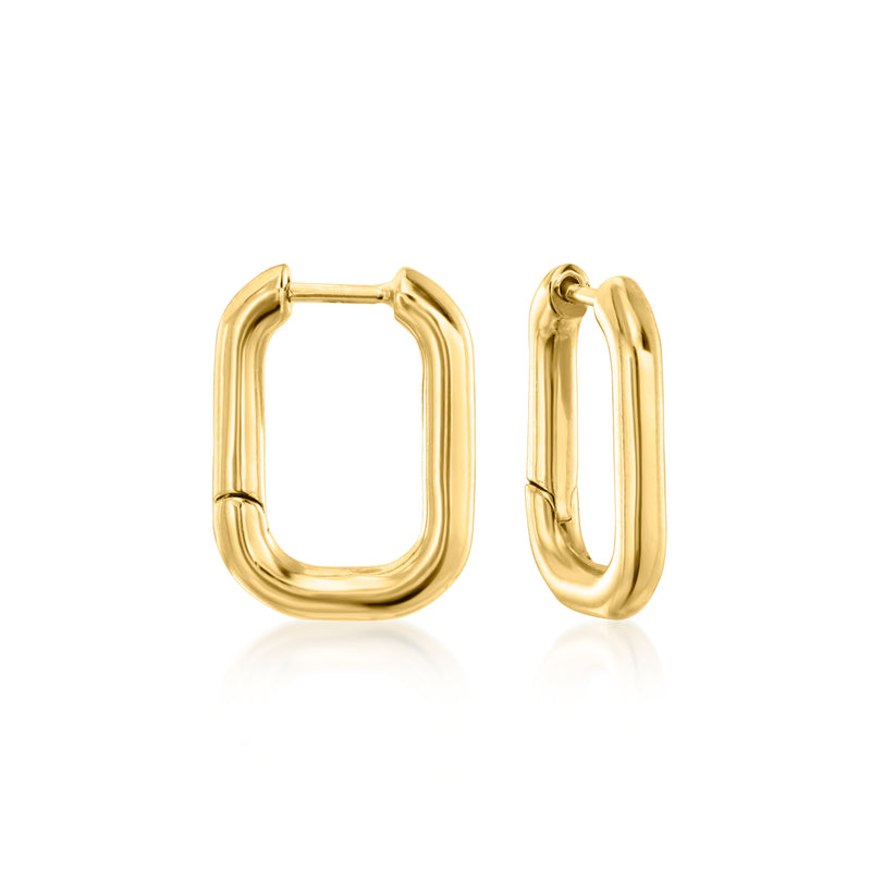 Reversible hoop drop earrings, gold-toned square hinges and circular back profile