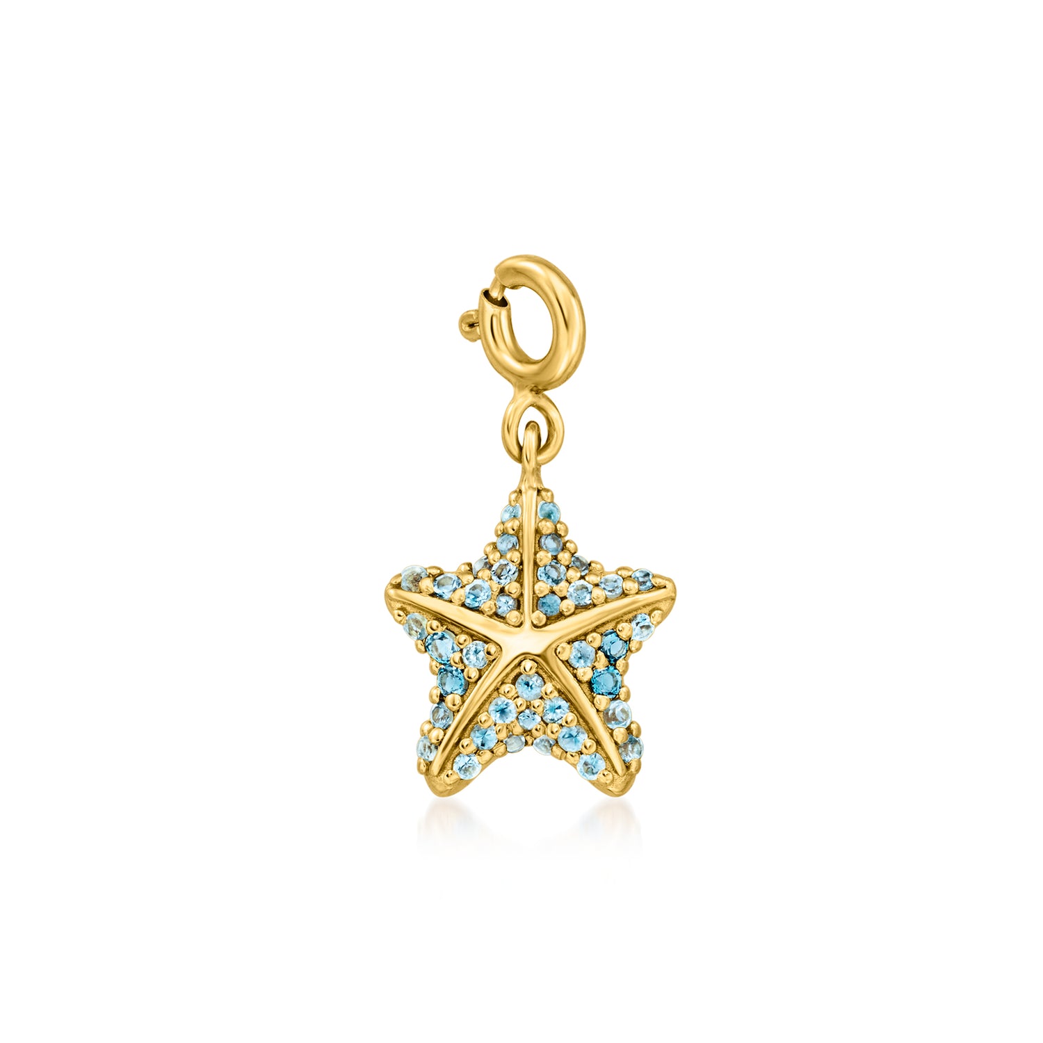 .30 ct. t.w. Swiss and London Blue Topaz Starfish Charm in 18kt Gold Over Sterling