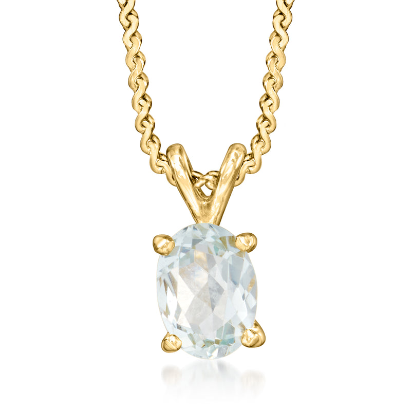 14kt yellow gold chain necklace with cushion-cut aquamarine pendant, 2.00 ct