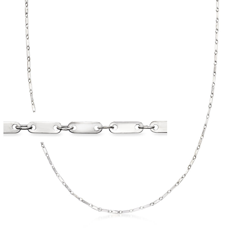 Vintage white gold link necklace with oval links and bar clasp