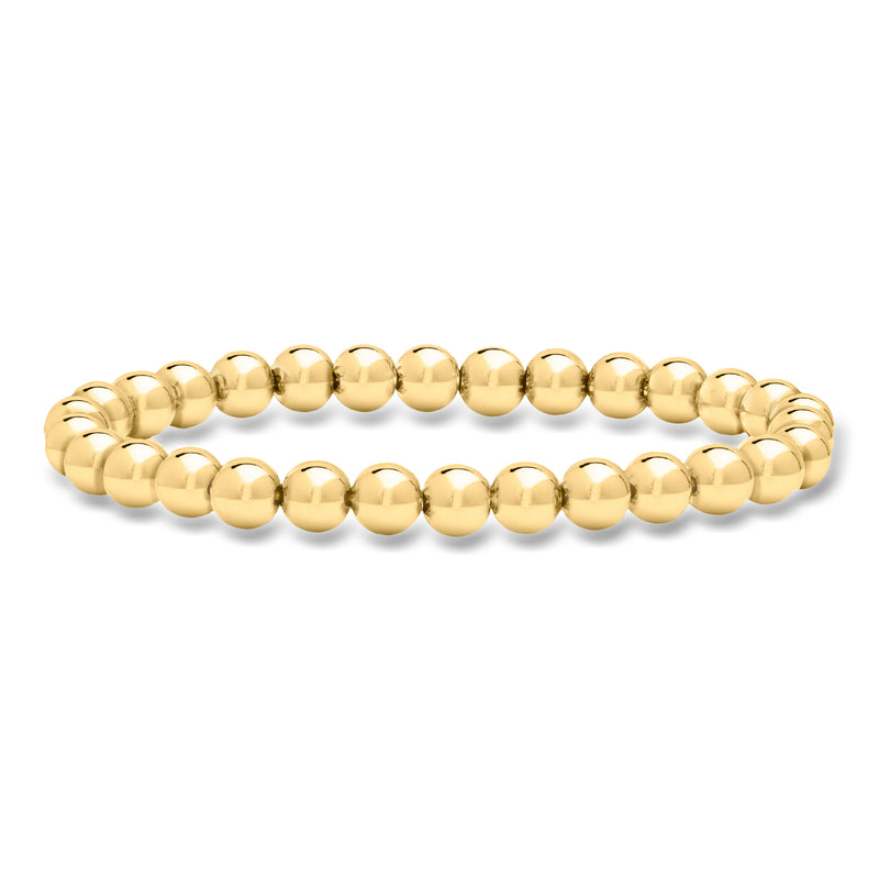Gold over sterling bead stretch bracelet with rounded gold-tone beads