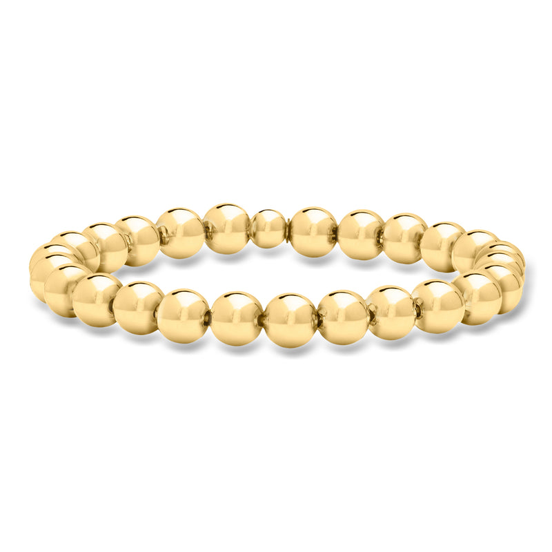 Gold-toned beaded stretch bracelet with round polished beads