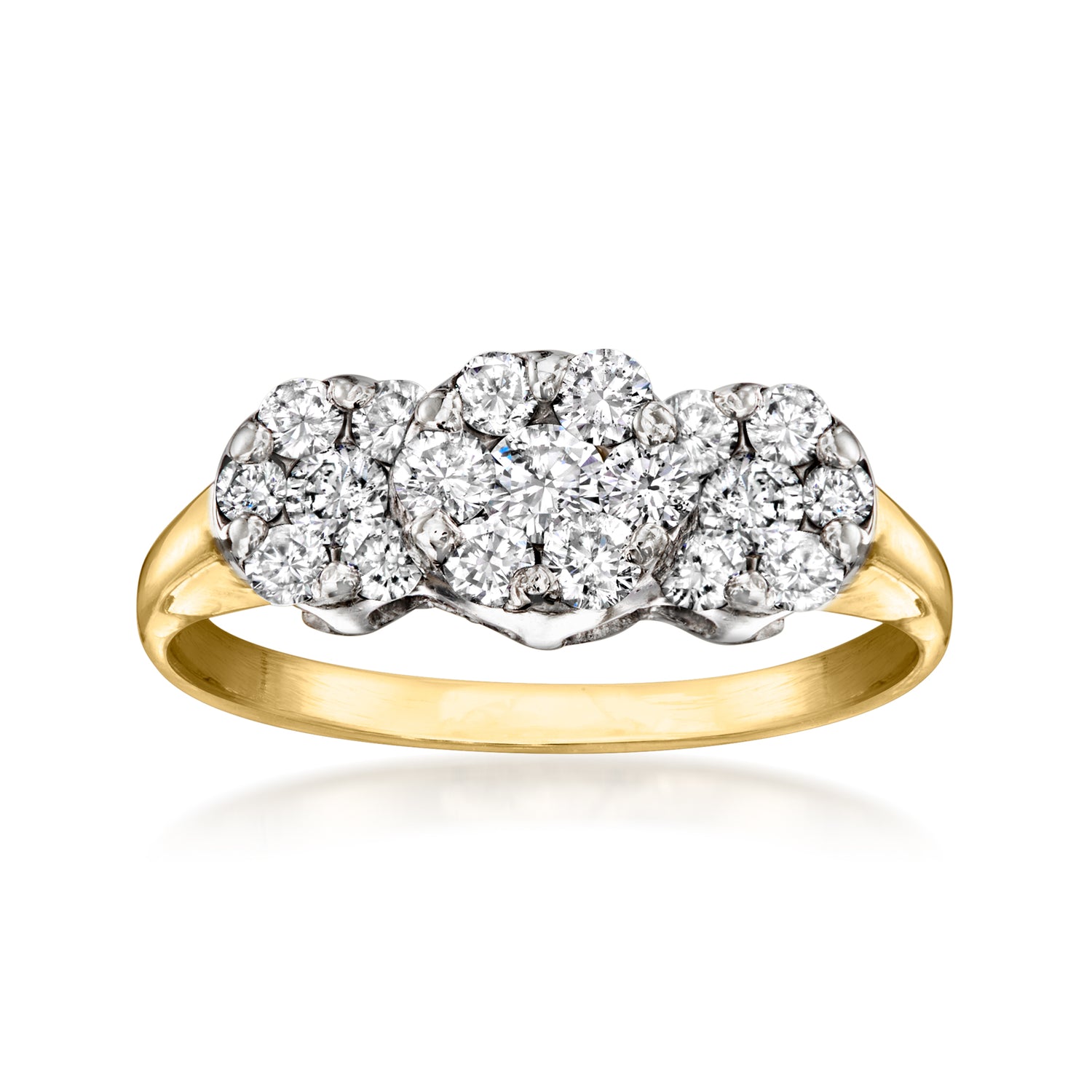 C. 1990 Vintage .85 ct. t.w. Diamond Cluster Ring in 14kt Yellow Gold