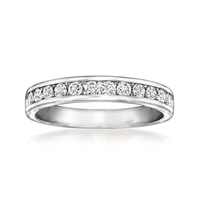 Vintage white gold diamond band ring with a full row of small round diamonds
