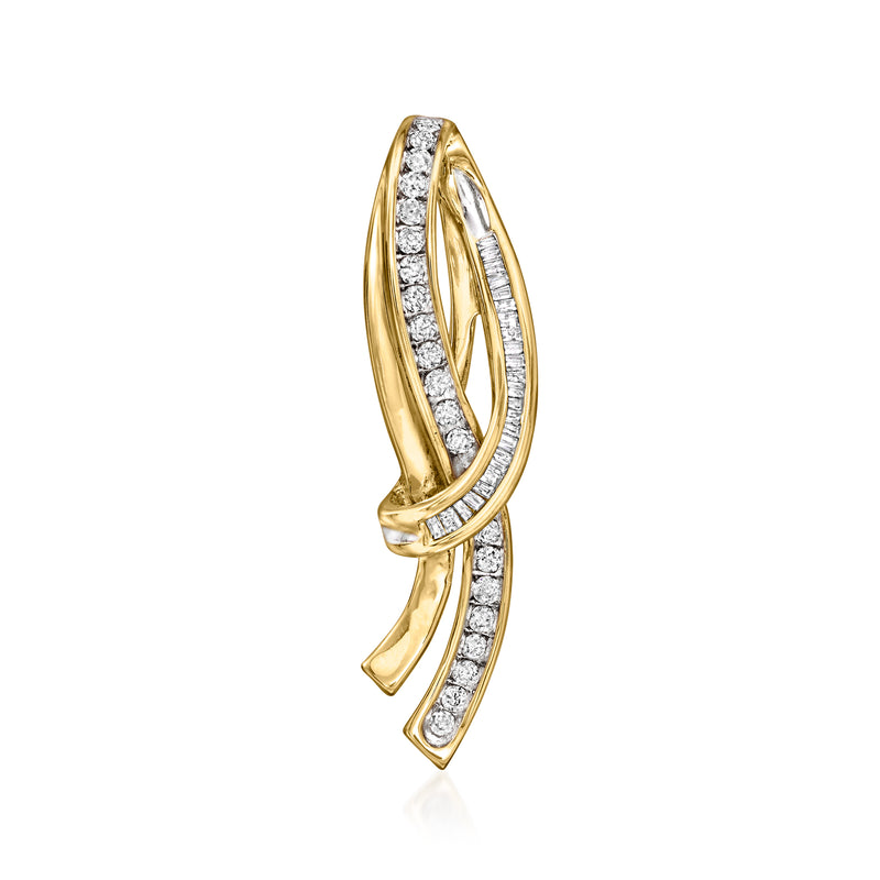 Vintage 10kt yellow gold diamond slide pendant with curved design