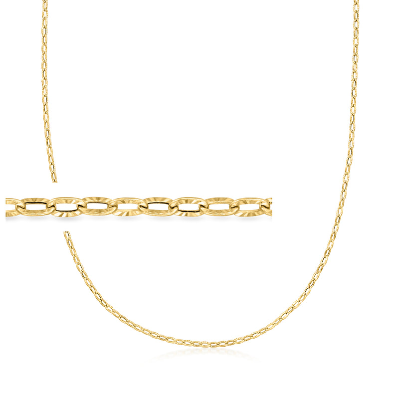 14kt yellow gold cable-chain necklace with textured and polished links