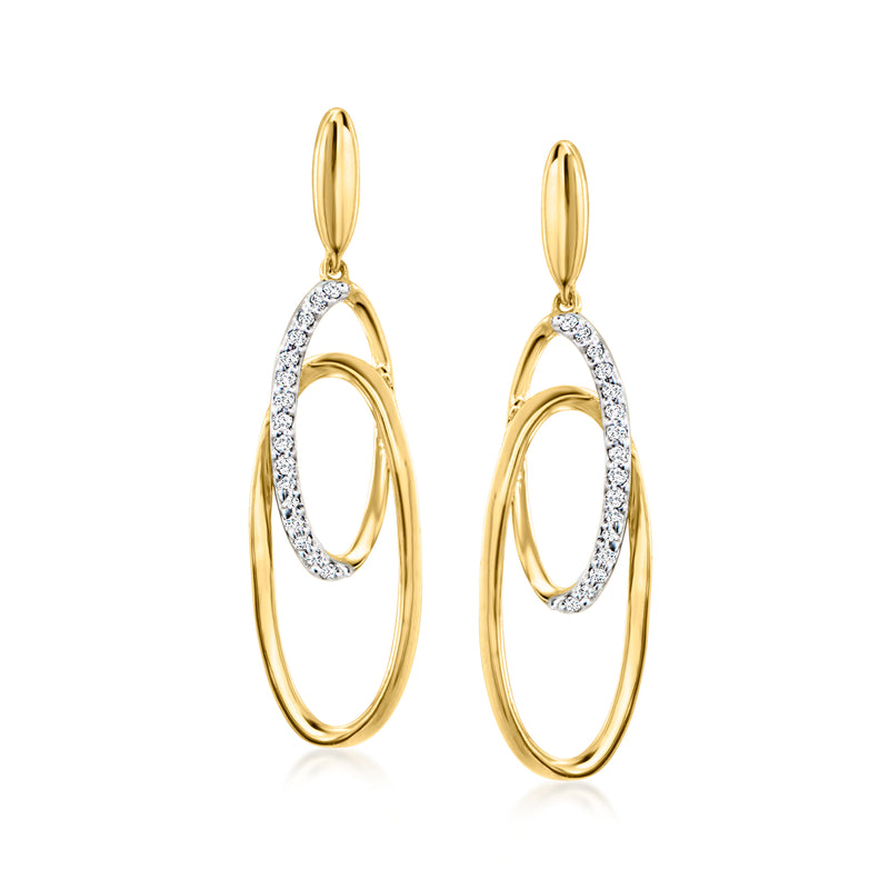 Diamond double-oval drop earrings in gold over sterling
