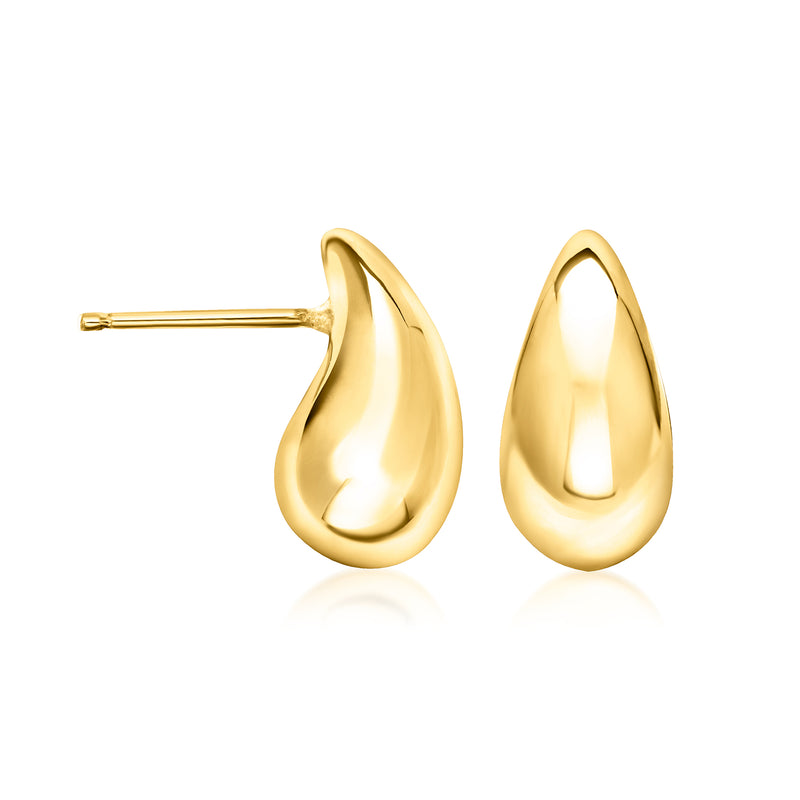 Gold vermeil teardrop drop earrings with smooth polished teardrop shape