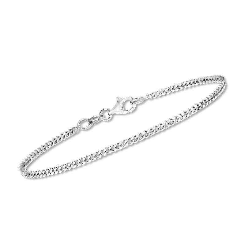 Silver curb chain bracelet with oval clasp and small link details
