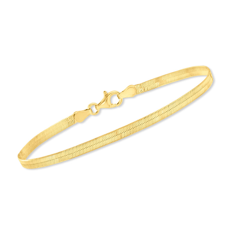Gold chain bracelet with slim woven texture and lobster clasp