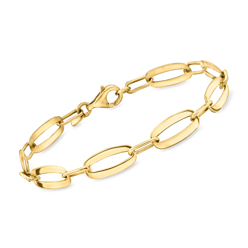 Gold over sterling oval-link bracelet with connected oval links