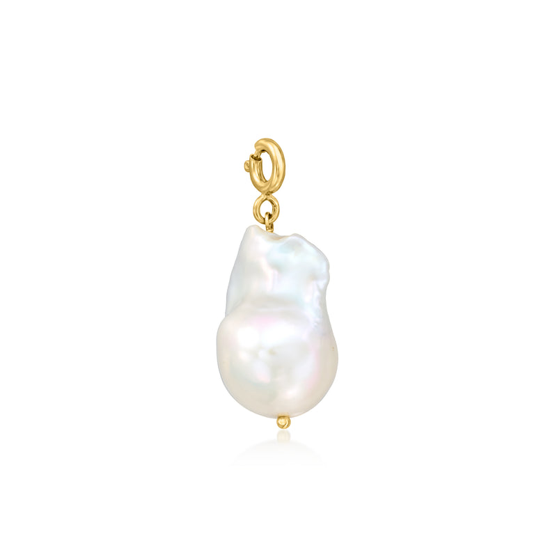 Baroque pearl charm with 18kt gold over sterling bail, white iridescent pearl