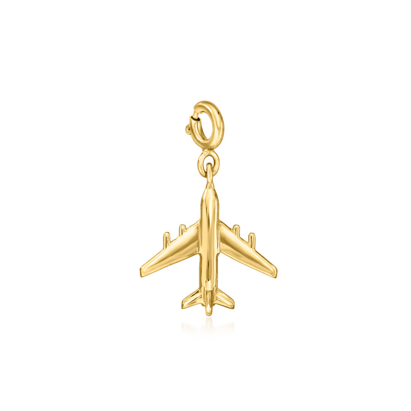 18kt gold over sterling airplane charm with hanging ring and aircraft pendant