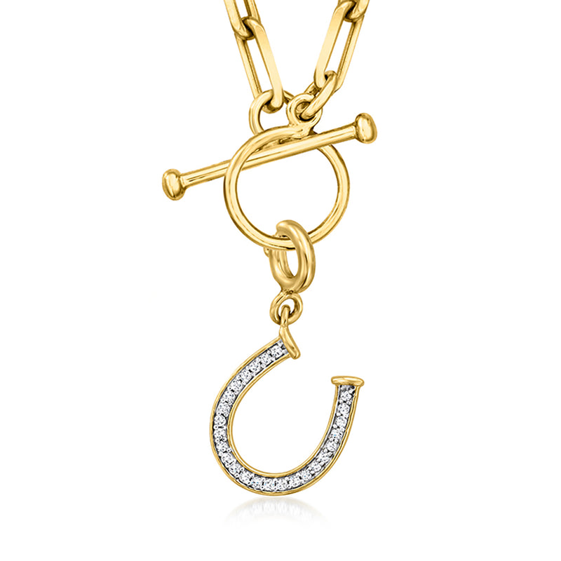 Diamond horseshoe charm in 18kt gold over sterling with pave-set accents