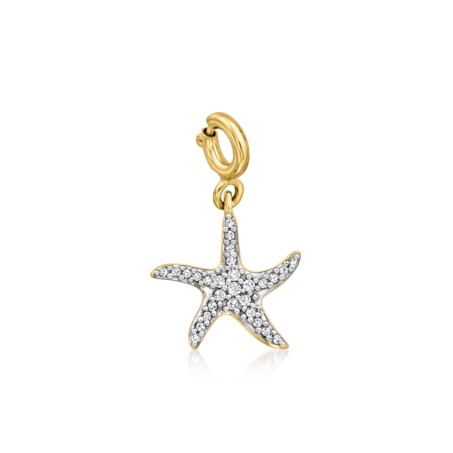 .10 ct. t.w. Diamond Starfish Charm in 18kt Gold Over Sterling