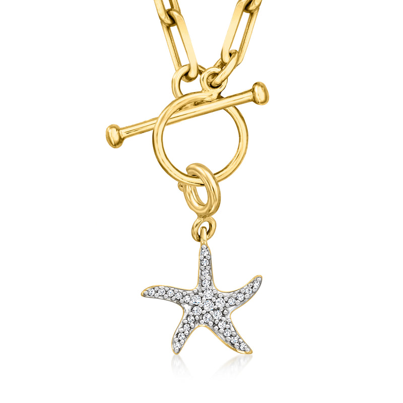 Diamond starfish charm in 18kt gold over sterling