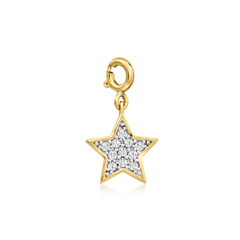 Diamond star charm in 18kt gold over sterling with pavé-set stones