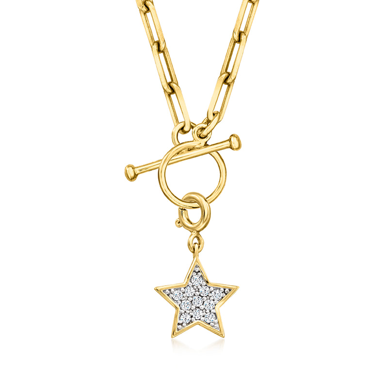 Gold over sterling star charm pendant with pavé diamonds