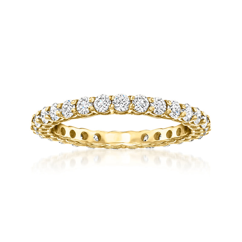14kt yellow gold eternity band with round lab-grown diamonds in a continuous row
