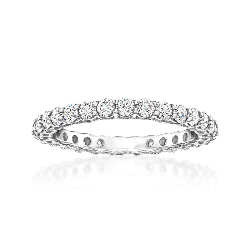 Round diamond eternity band in white gold