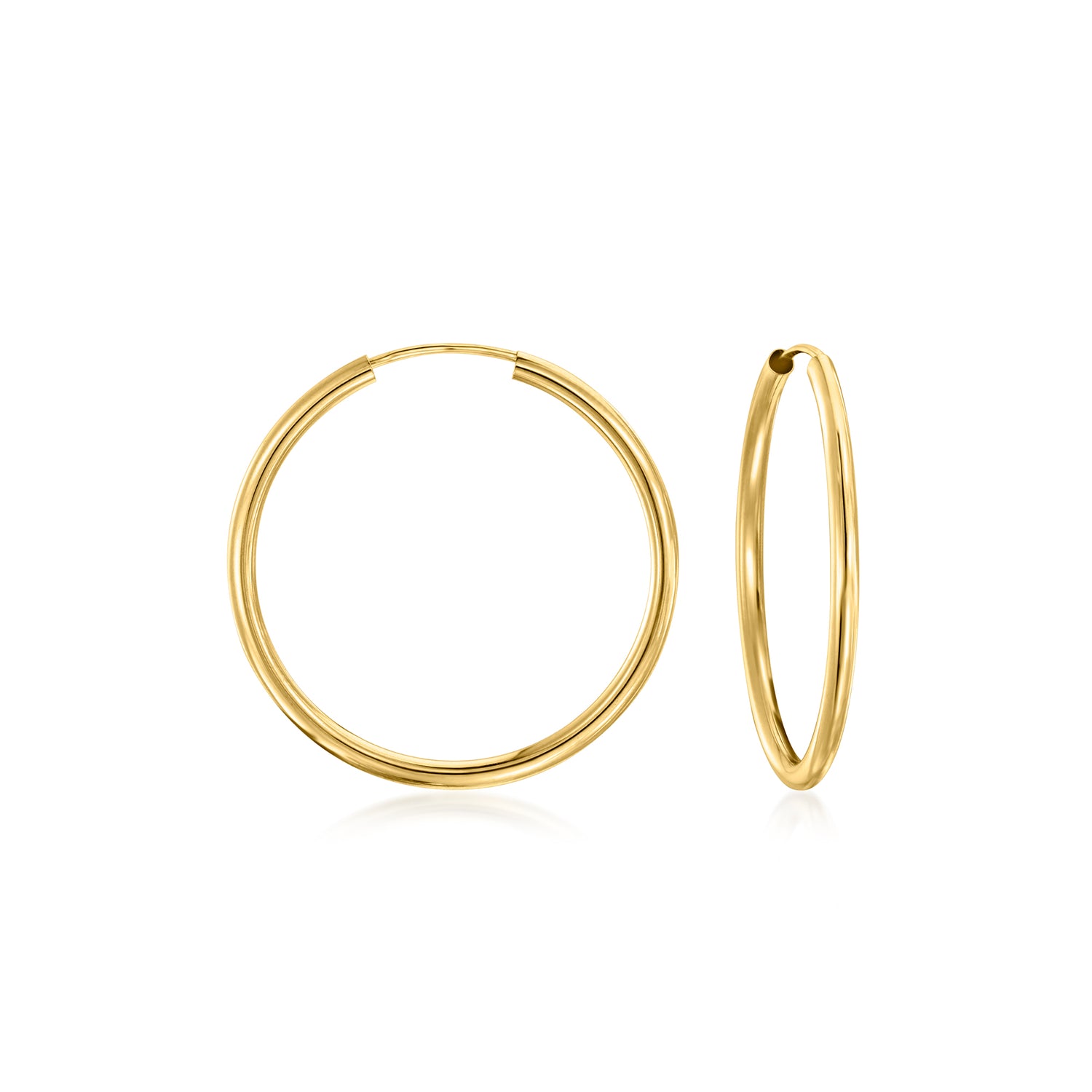 Italian 1.5mm 14kt Yellow Gold Endless Hoop Earrings