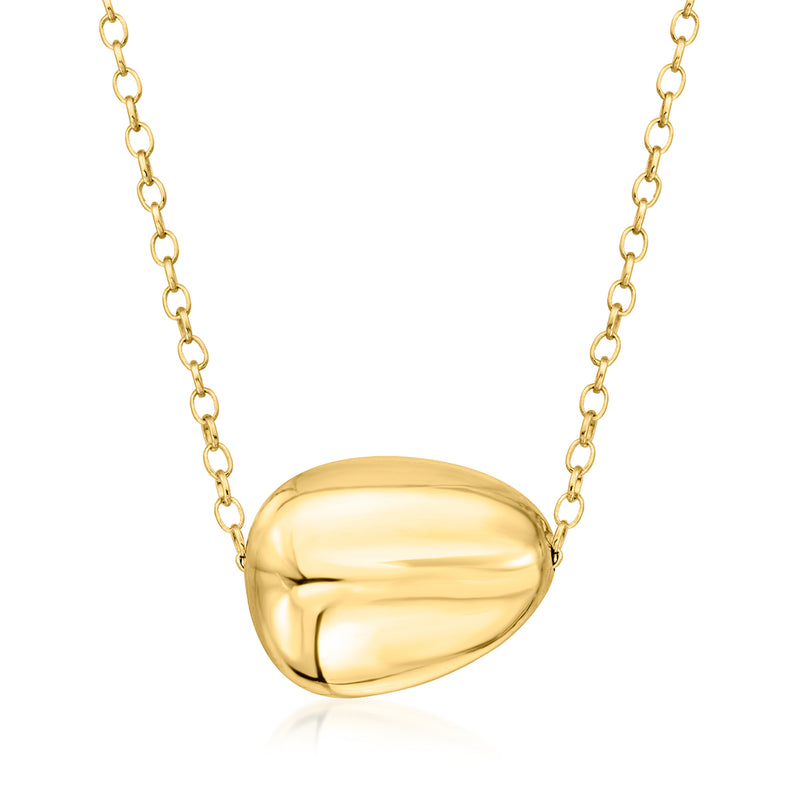 Italian 14kt yellow gold organic bead necklace with single teardrop pendant bead