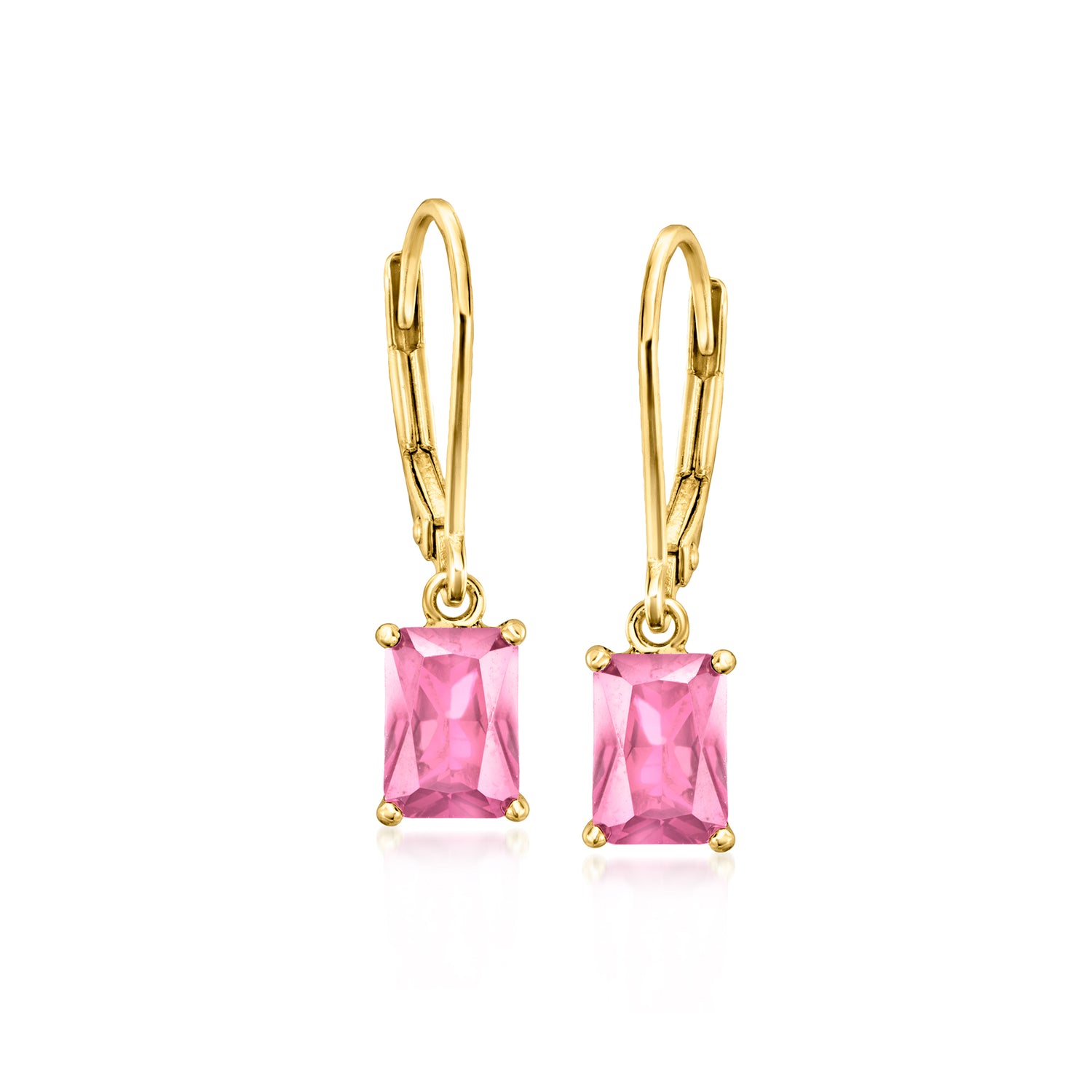 Ross-simons 2.00 Ct. T.w. Lab Grown Pink Sapphire Drop Earrings In 18kt Gold Over Sterling