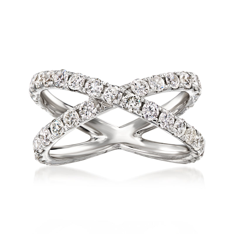 Vintage diamond X ring in 18kt white gold