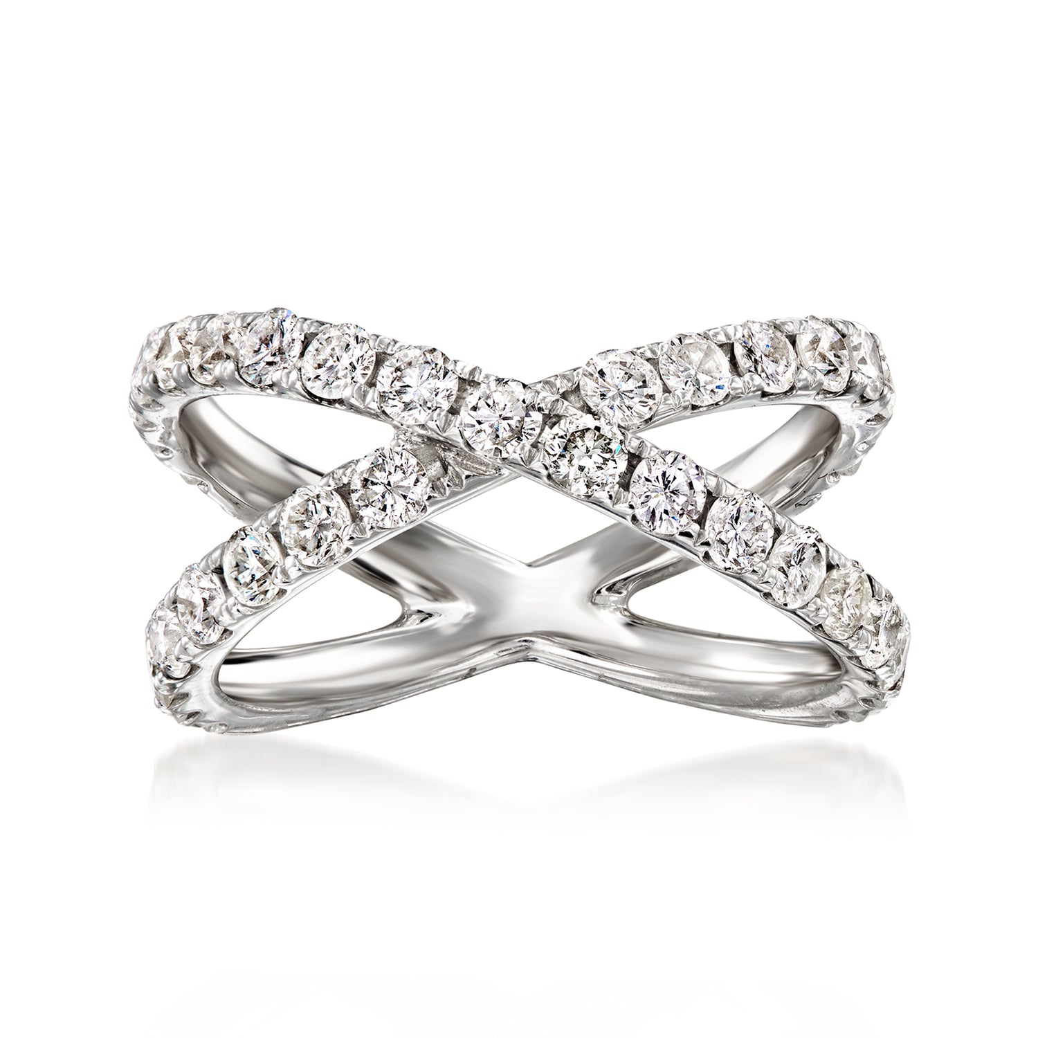 C. 1990 Vintage 1.50 ct. t.w. Diamond X Ring in 18kt White Gold