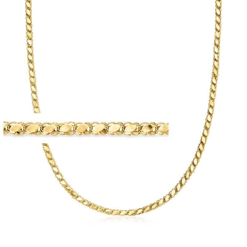 14kt yellow gold mirror-link vintage necklace with interlocking chain links