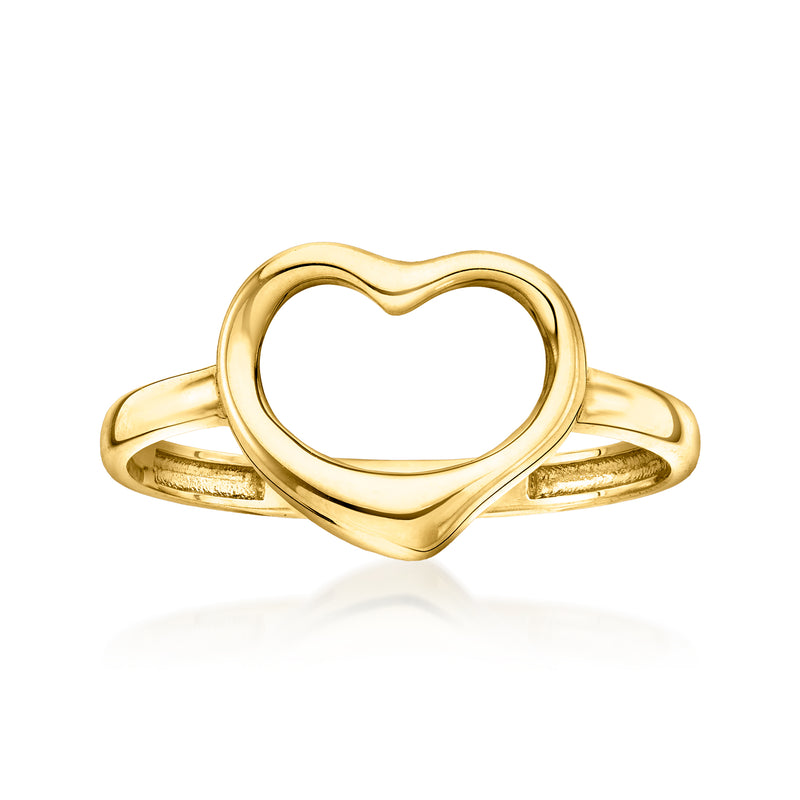 10kt yellow gold heart ring with heart-shaped bezel