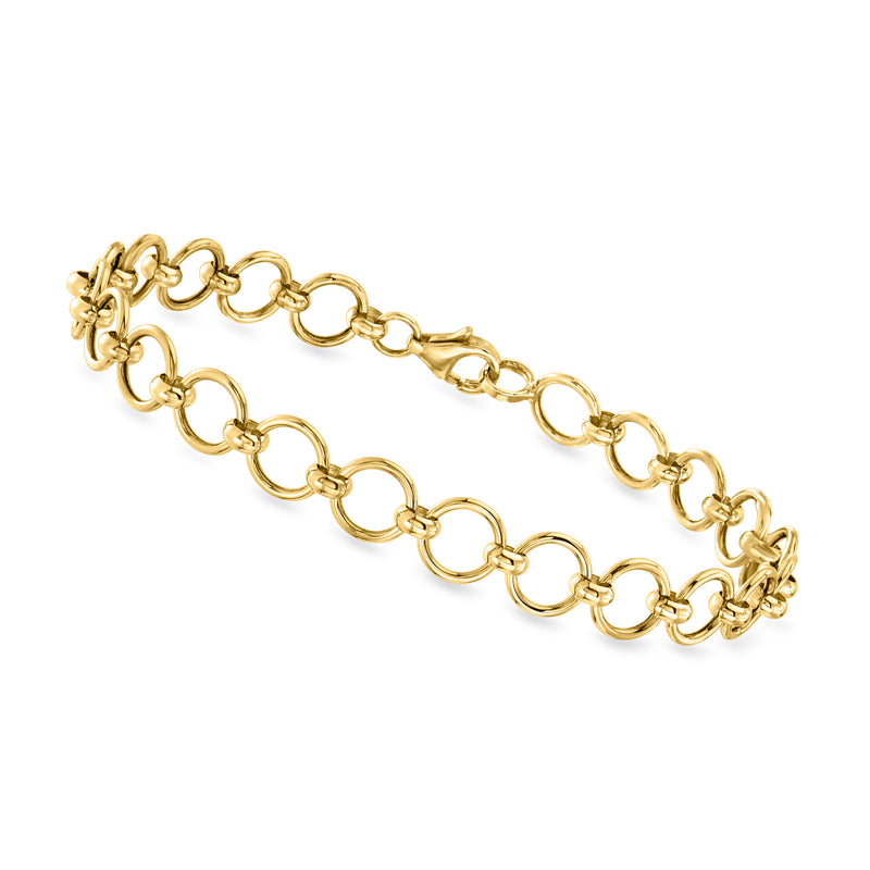 10kt yellow gold circle-link bracelet with round links and clasp