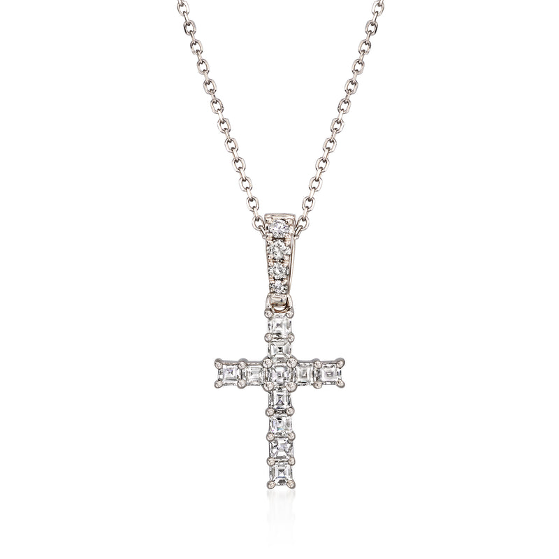 Diamond cross pendant necklace in white gold