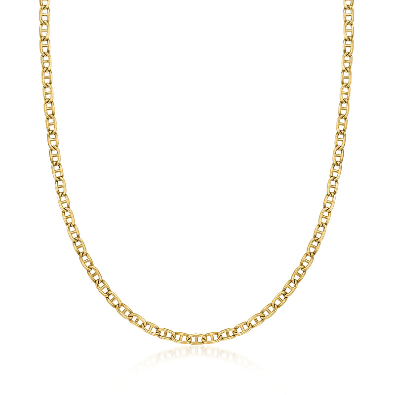 Yellow gold mariner-link necklace with polished open-chain links