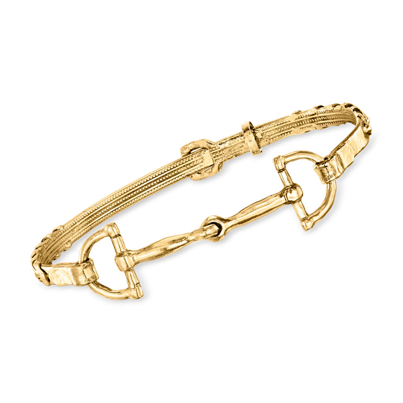 Vintage 14kt yellow gold horsebit bracelet with hinged clasp and bar links
