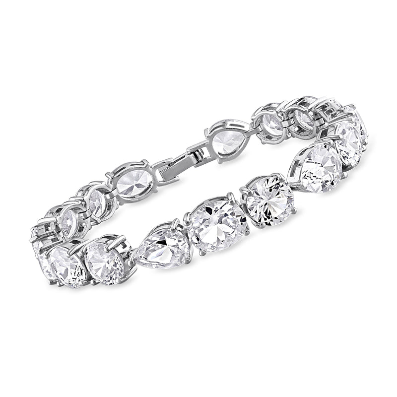 Sterling silver tennis bracelet with simulated white sapphire stones