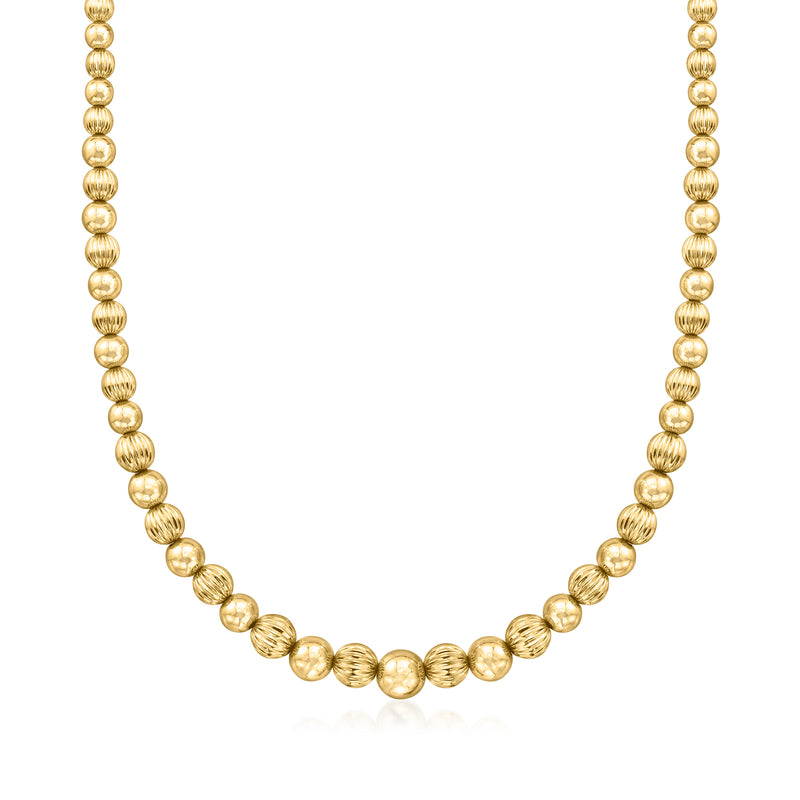 Vintage 14kt yellow gold bead necklace with small round bead links