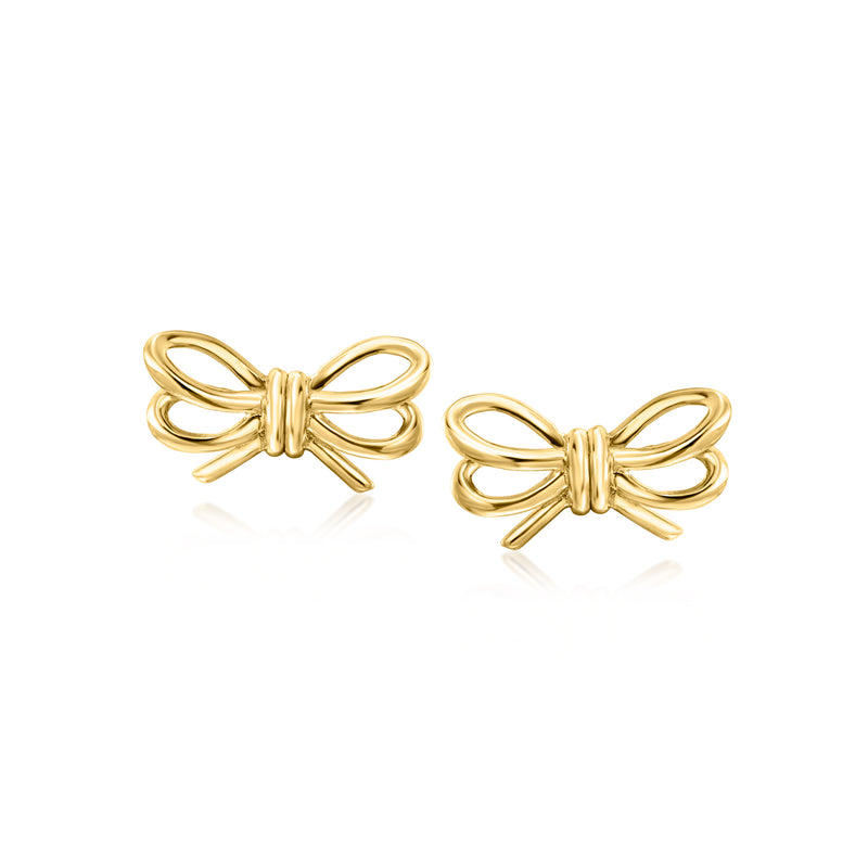 Gold-tone bow stud earrings on posts