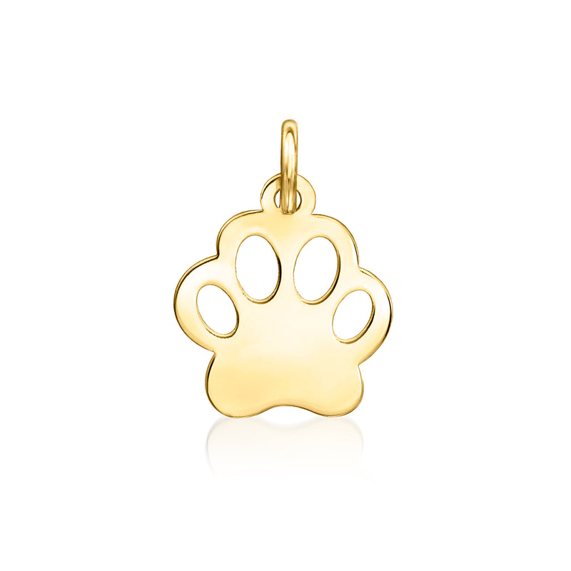 10kt yellow gold paw print pendant with loop bail