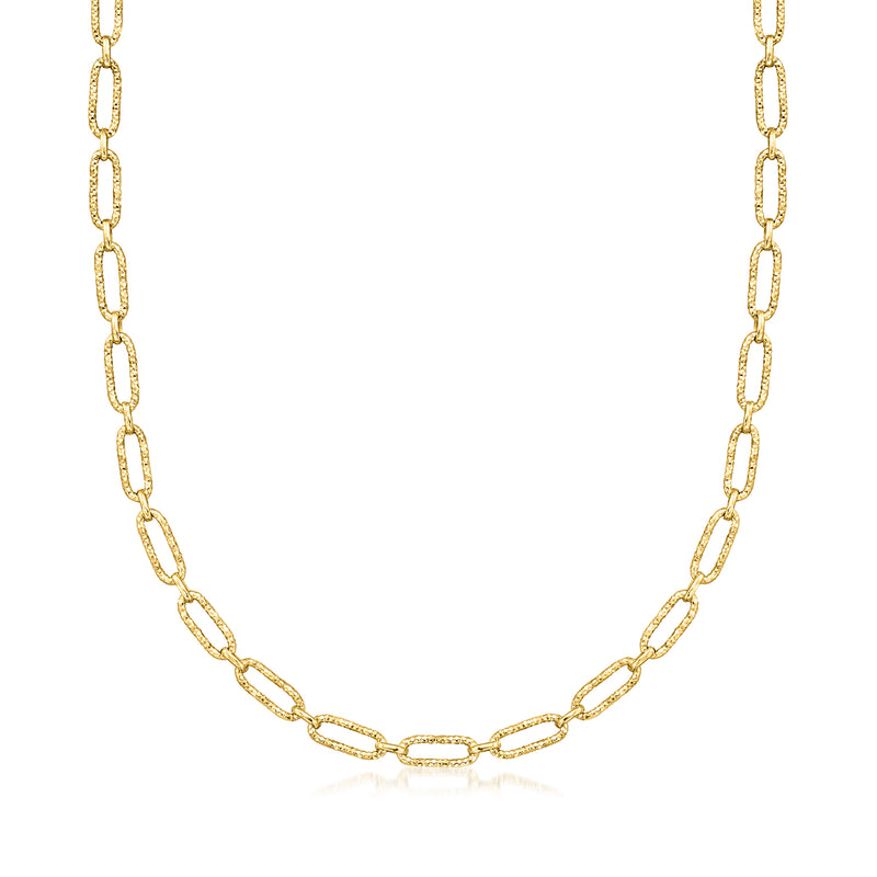 14kt yellow gold paperclip link necklace chain