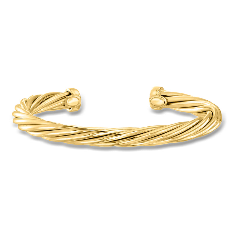 18kt gold-over sterling twisted cuff bracelet with knot-like end caps
