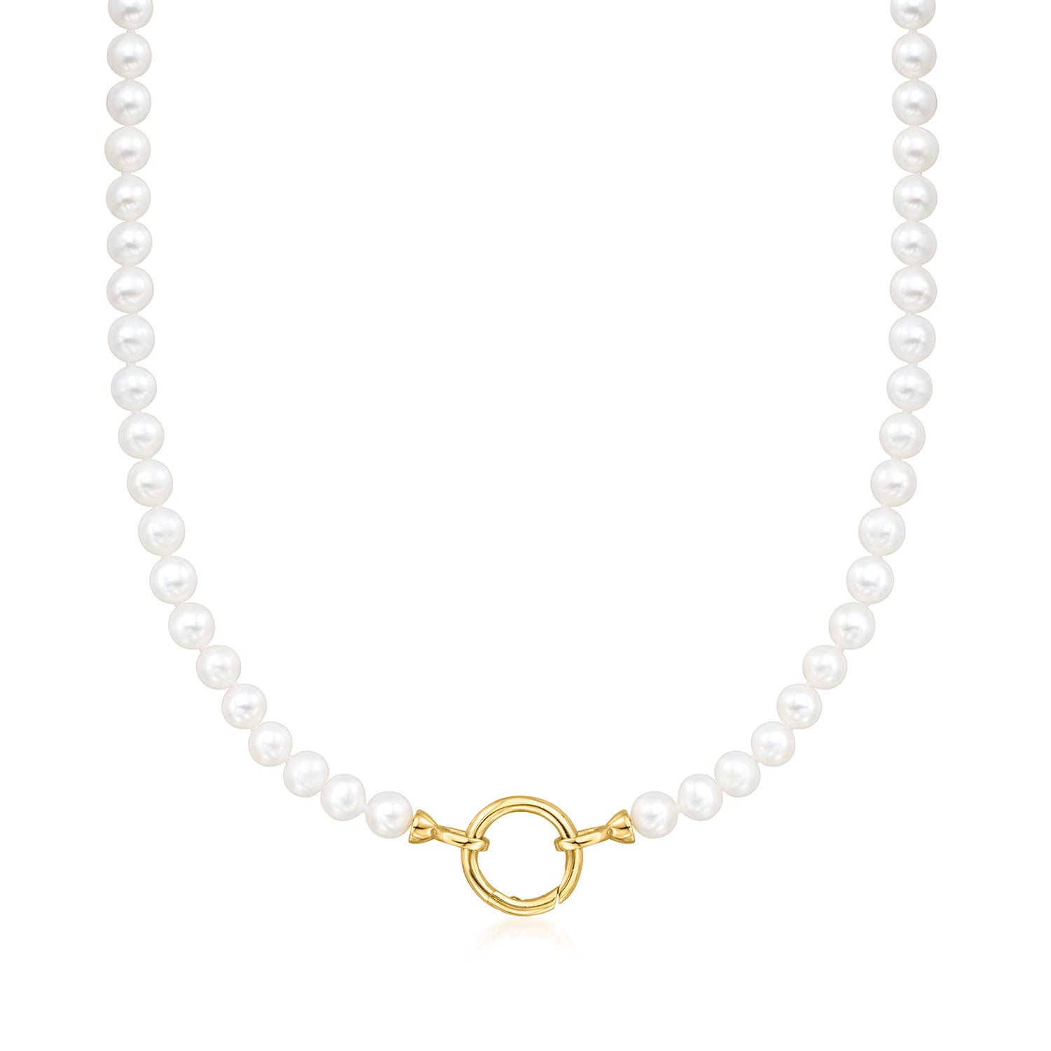 5-6mm Cultured Pearl Charm-Compatible Necklace in 18kt Gold Over Sterling
