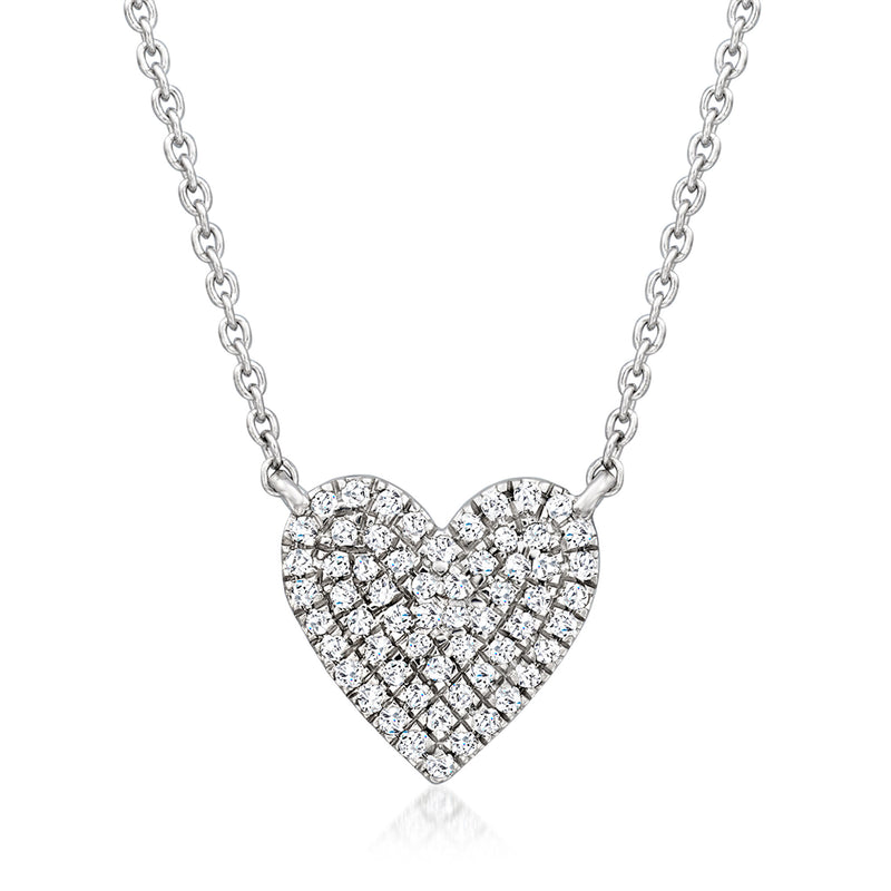 .25 ct. t.w. Pave Diamond Heart Necklace in Sterling Silver