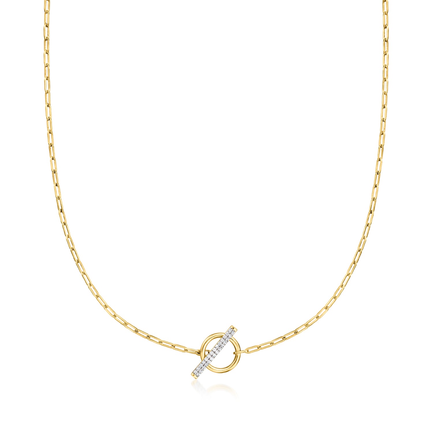 .25 ct. t.w. Diamond Paper Clip Link Toggle Necklace in 18kt Gold Over Sterling
